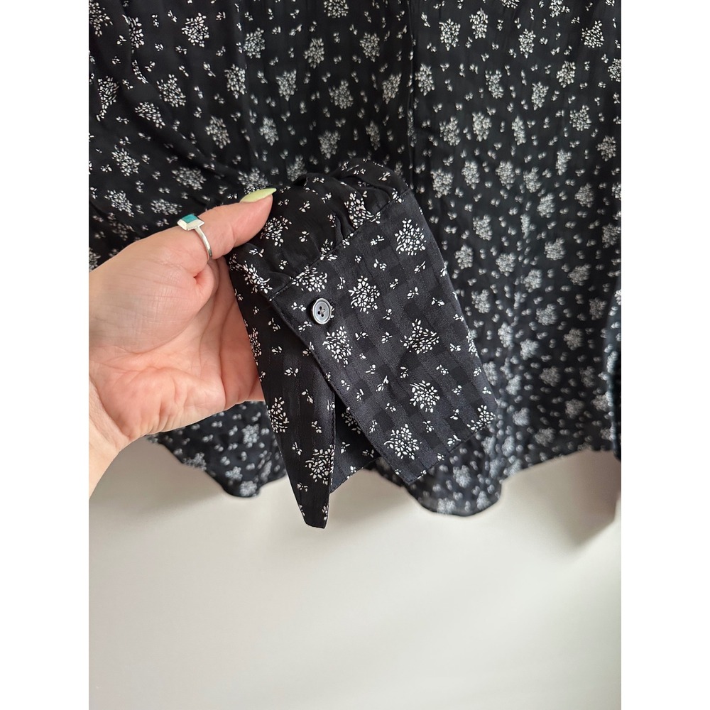 Madewell Button Down Shirt Womens S Black Floral EUC Textured Long Sleeve NT227 - Picture 5 of 10